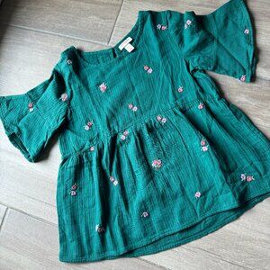 Cat & Jack Emerald Floral Top, Kids Size XL (14)